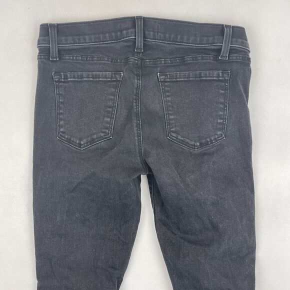 J Brand Black/Gray Denim Low Rise Distressed Crop Skinny Jeans Sz 26 Stretch - Picture 9 of 10